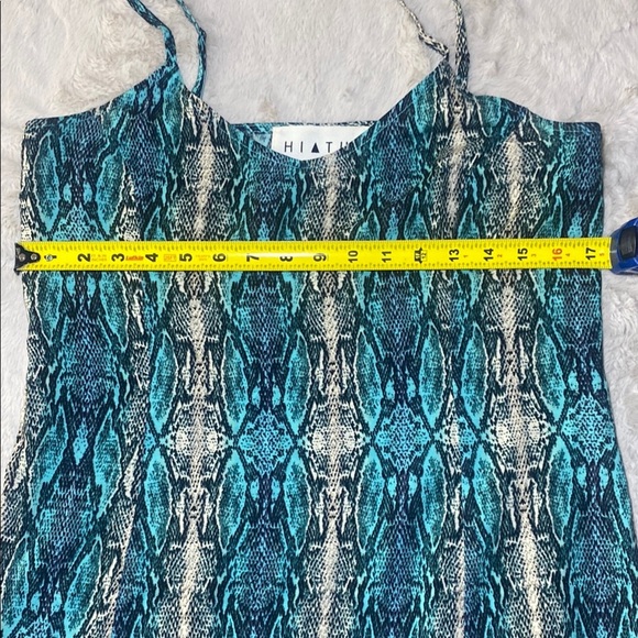 Blue and Black Midi Slip Dress with Spaghetti Straps - Picture 4 of 7